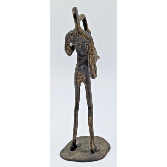 Vintage Brutalist Cast Metal Sculpture Saxophone Player Figure Statue 9” - Picture 4 of 6